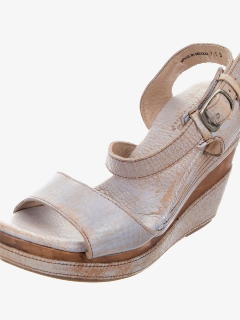 Bed Stu Silver Lux Metallic Leather Platform Wedge Sandals 7.5 - Picture 13 of 16